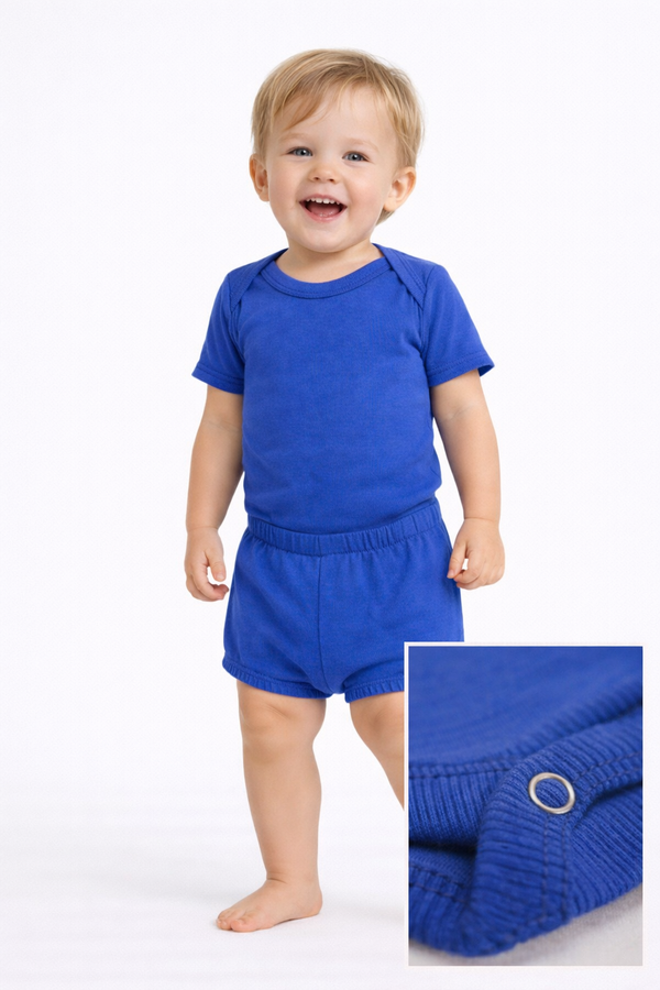 Conjunto Canelado Menino Curto Bebê P/G