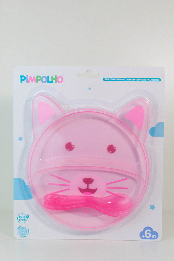 Prato com divisorias e talheres Pimpolho