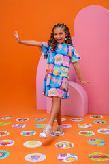 Vestido em Crepe Estampas