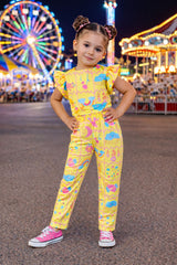 Conjunto em crepinho menina estampas