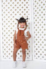 Jardineira infantil menina em sarja com blusa